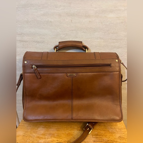 Hidesign Leather Men's Brown Briefcase Laptop Crossbody Travel Business Satchel - Picture 2 of 16